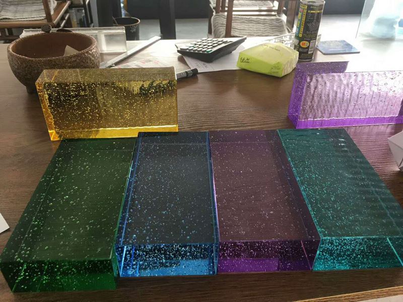 coloured bubble glass window blocks