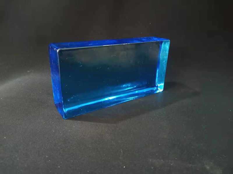 Colorful blue glass bricks for interior decoration