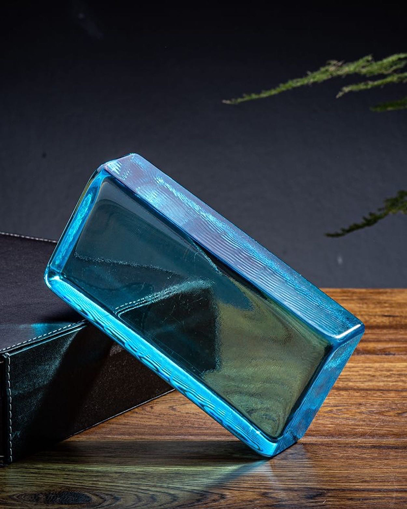 Custom-made blue solid glass bricks