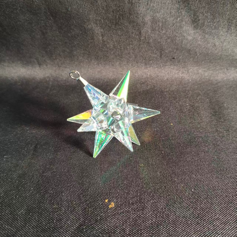 Sparkling 3D Iridescent Crystal Star Ornament For Christmas