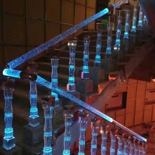 personalized crystal glass stair pillars for restaurants stairway design