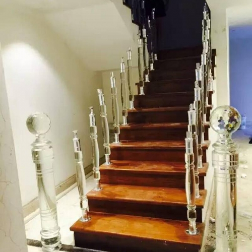 luxury design glass villa stair pillars house interior stairway barrier design