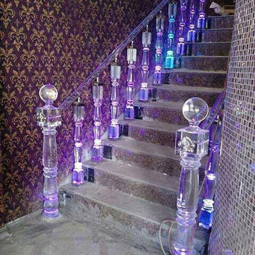 luxury lighting night club crystal glass stair railing design