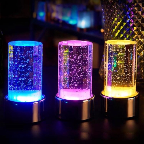 Cylinder Bubble Crystal Table Lamp Glass Desk Lamps For Coffee Shop Hotel Room Bedroom Restaurant Bar Nighting Interior decoration