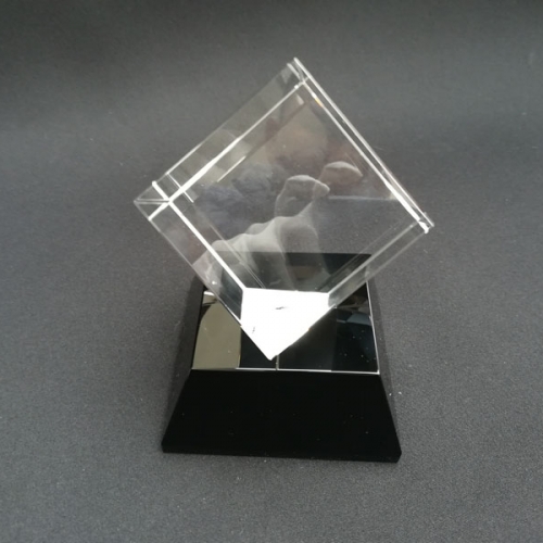 3D diamond photo crystal cut corner glass cube