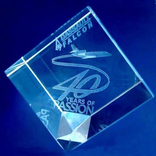 3D Laser crystal cube with corporate logos unique company years of anniversary gifts