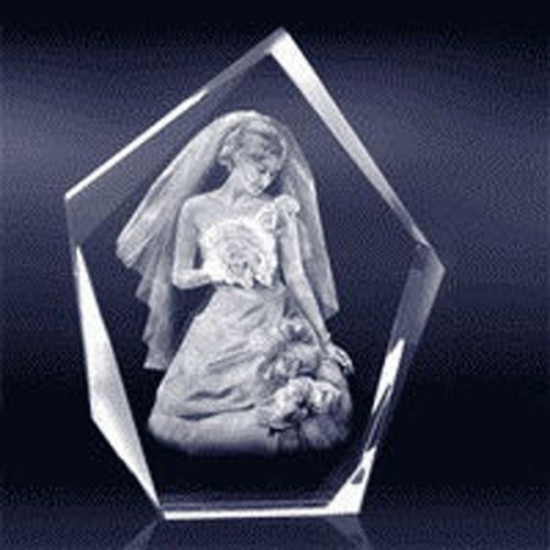 prestige 3D crystal wedding anniversary gifts with Bride & Groom portrait laser engraved inside