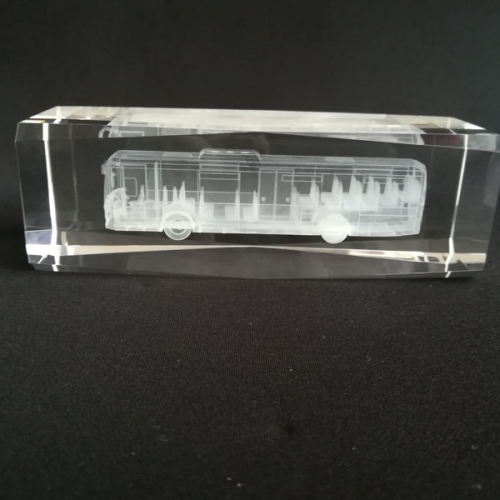 personalized 3D laser engraved crystal bus model
