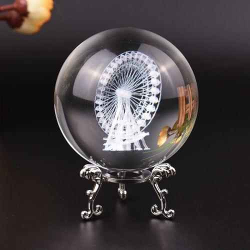 3D crystal balls with Skywheel laser etched inside for tourist souvenir gifts