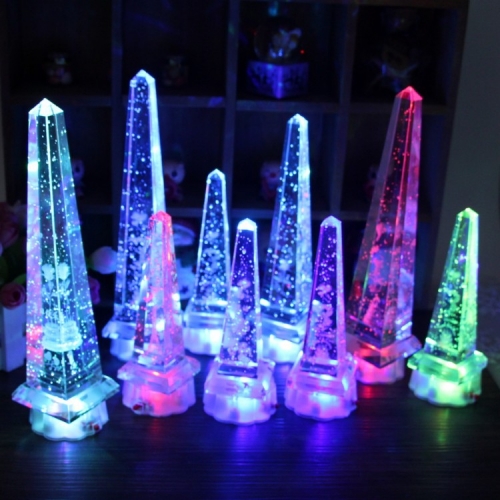 LED Light Stand 3D Crystal Obelisk Tower with Custom Photos Laser Inside