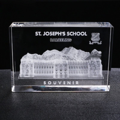 3D laser crystal campus building paperweights for school years of anniversary souvenirs