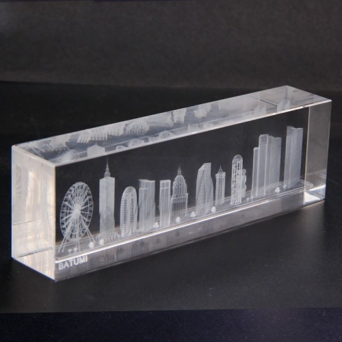 Custom Made 3D Laser Crystal City Skylines Tourist Souvenir Gifts