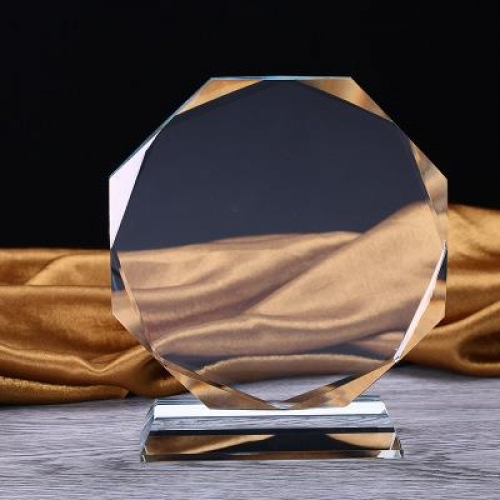 k9 blank crystal octagon awards for 3D laser engraved