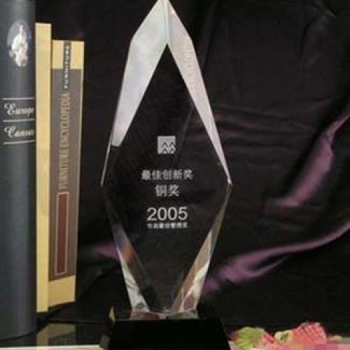 Laser etched arrow crystal awards for best innovation