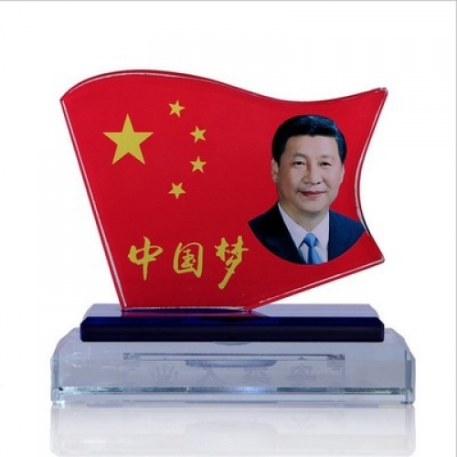 custom made flag printed crystal patriotic award