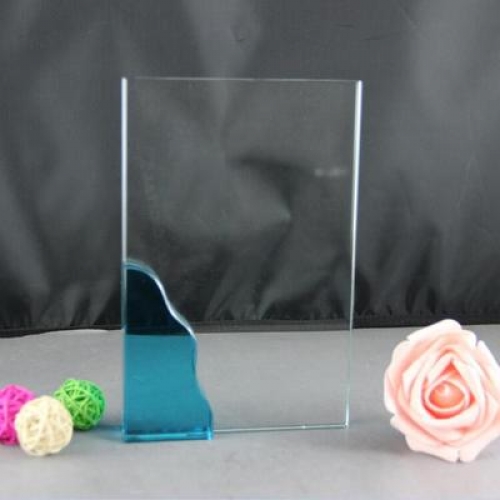 simple design glass crystal rectangle awards with blue parts
