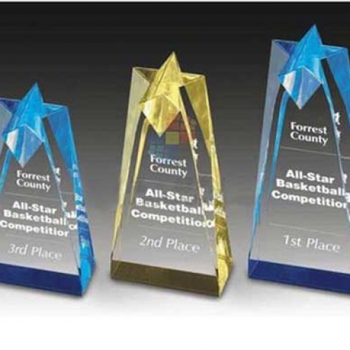 Deluxe Colorful Crystal Recognition Star Award for all-star basketball competition