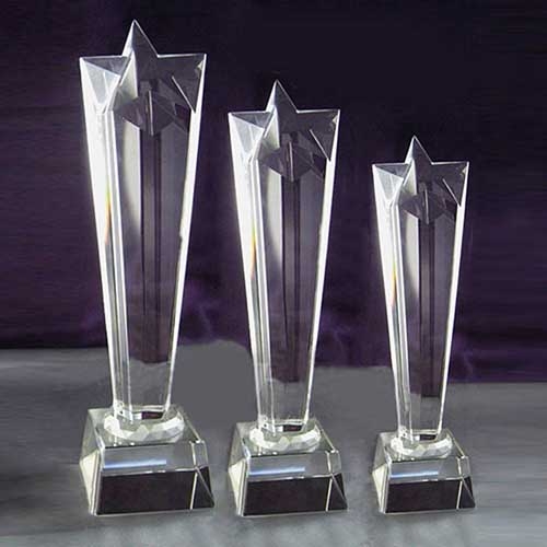 Large Medium Small Crystal Rising Star Award for different place prizes