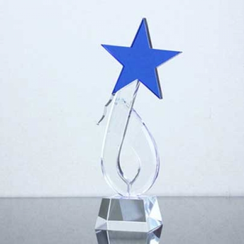 special twisted design blue crystal star awards