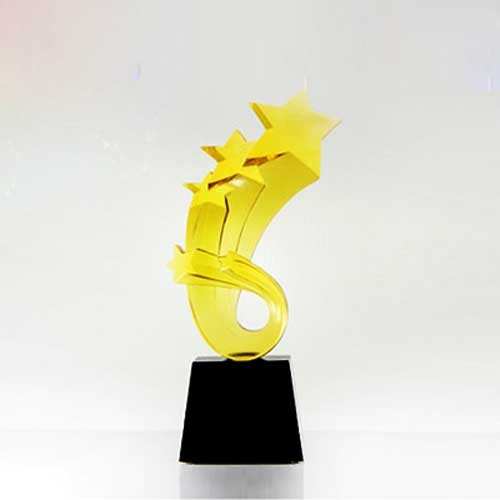 curved golden shooting star crystal corporate awards