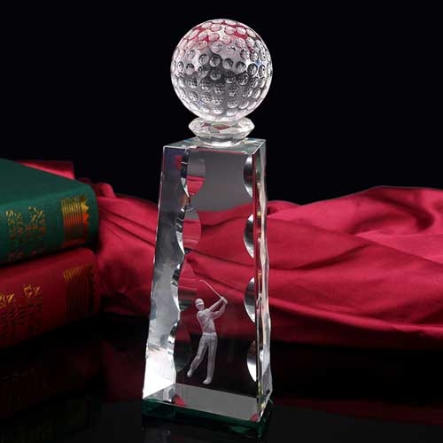 unique design 3D male golfer crystal awards