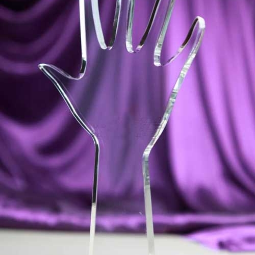 luxury waterjet cutting palm shaped crystal hand awards