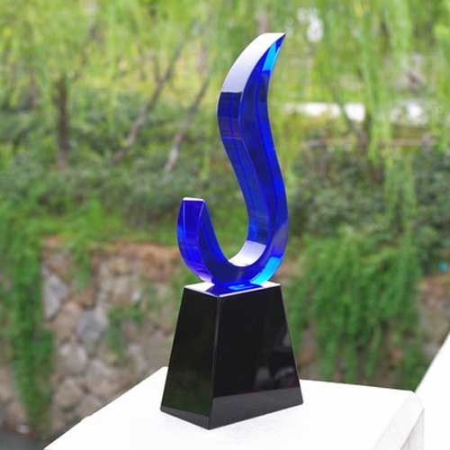 art design blue crystal awards with black base