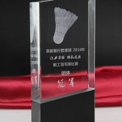 3D crystal badminton awards on black base
