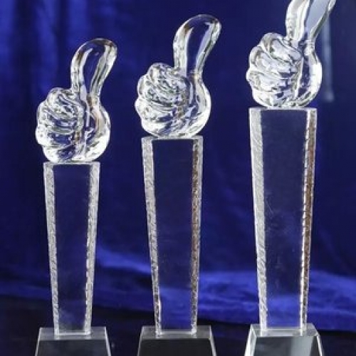 Large Medium Small Thumbs Up Glass Number One Awards