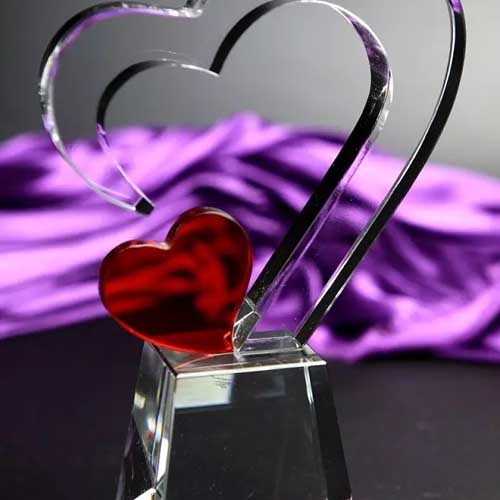 art design couple red heart crystal appreciation awards