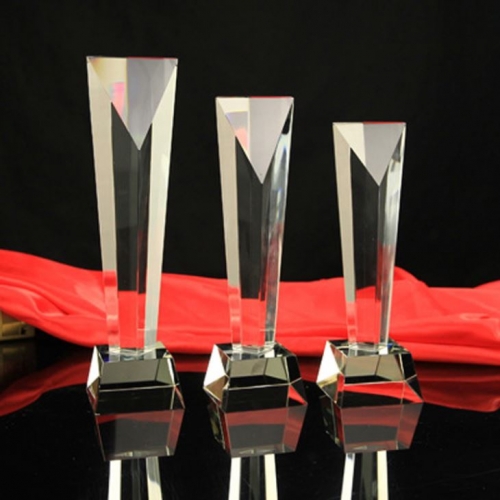 Optical Corporate Crystal Prism Awards for brands 3D laser engraved