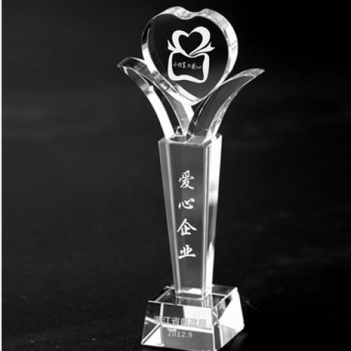 3D Laser Appreciation Crystal Heart Awards for caring enterprise