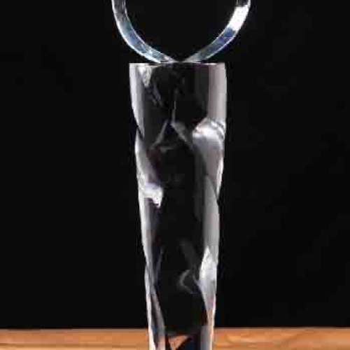 Unique Design Crystal Pillar glass Leaf Awards