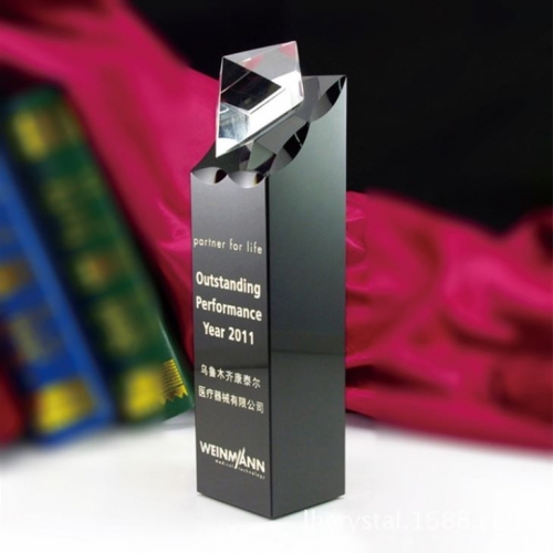 Art design black crystal outstanding performance awards for business partner