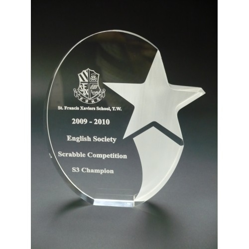 custom engraved frosted star glass plaques for scrabble competition