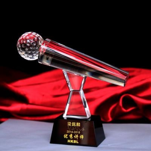 custom logo cylinder microphone crystal speech trophy