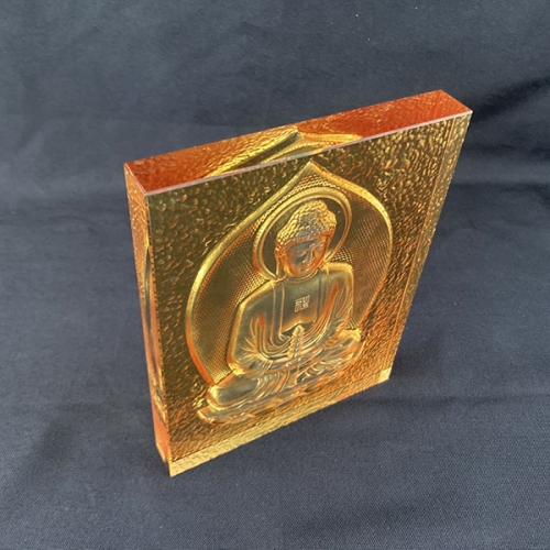 custom casting religious glass Buddha blocks for temple interior design