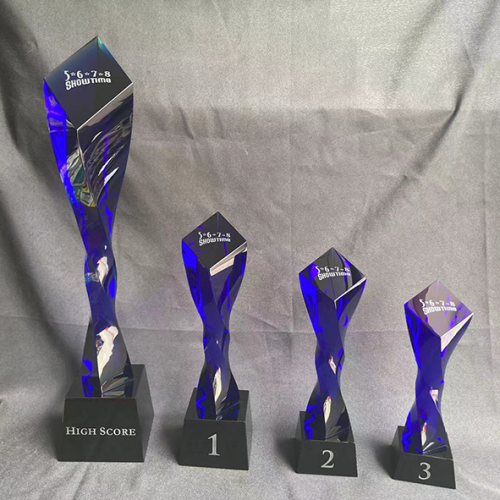 solid blue colored glass dancing event awards