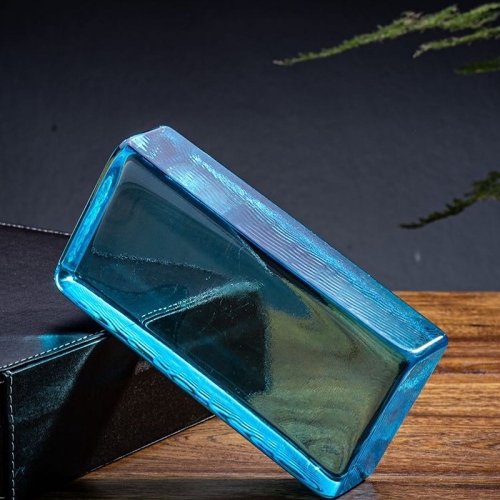 Custom-made blue solid glass bricks