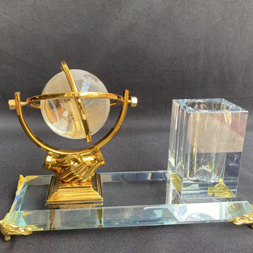 rotating glass tellurion crystal pen holder table gift sets