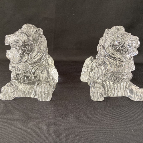 transparent casting glass Guardian lion sculptures