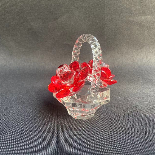 glass red rose flower basket table centerpiece