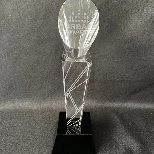 unique engraving solid glass city awards with black stand