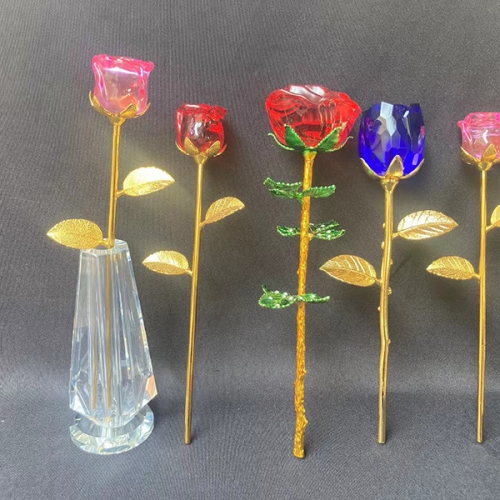 wedding decoration colorful glass rose flowers