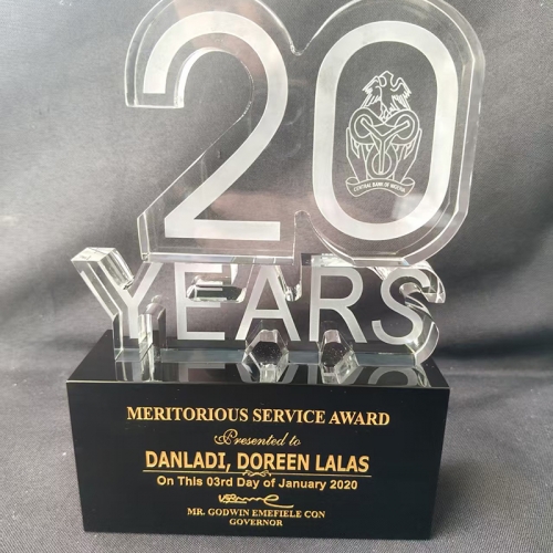 Water Jet Cutting Crystal Meritorious Service Award 10th 15th 20th 25th Anniversary Gifts For Soldiers Appreciation