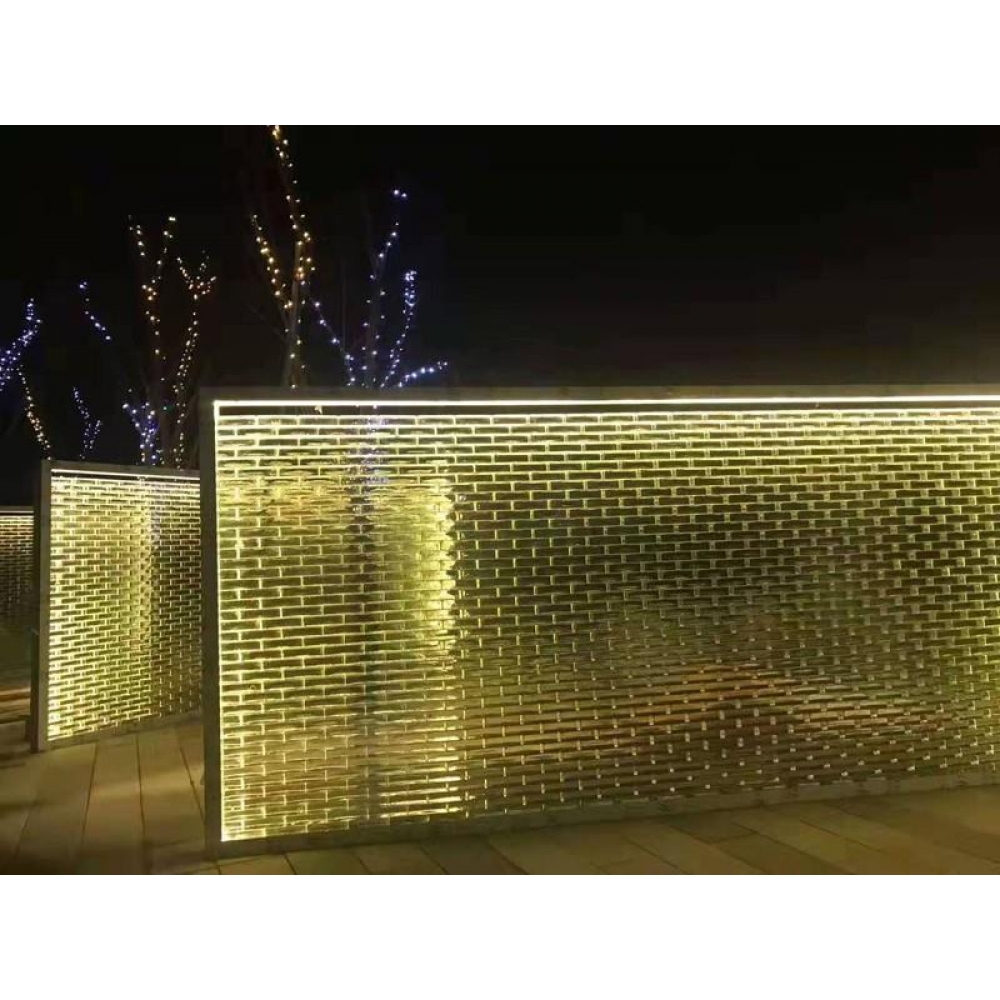 exterior Decorative Solid Glass Bricks Partition Wall for city plaza