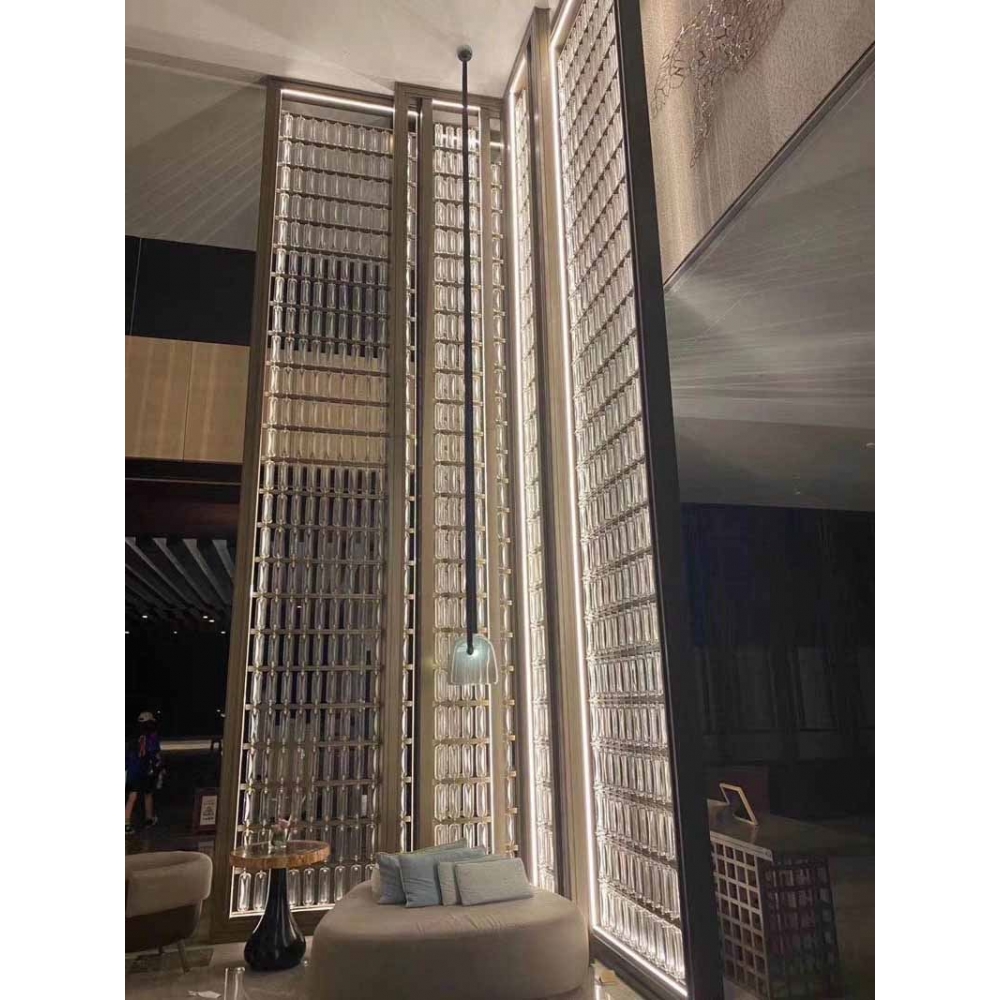 Hotel Lobby Interior Glass Bricks Partition Wall for hotels In Hainan Free Trade Port
