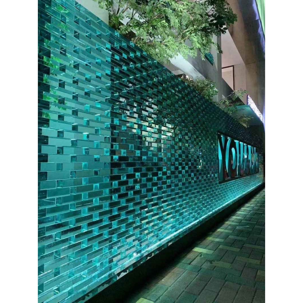 Natural Green Glass Blocks Boundary Wall glass bricks exterior applications