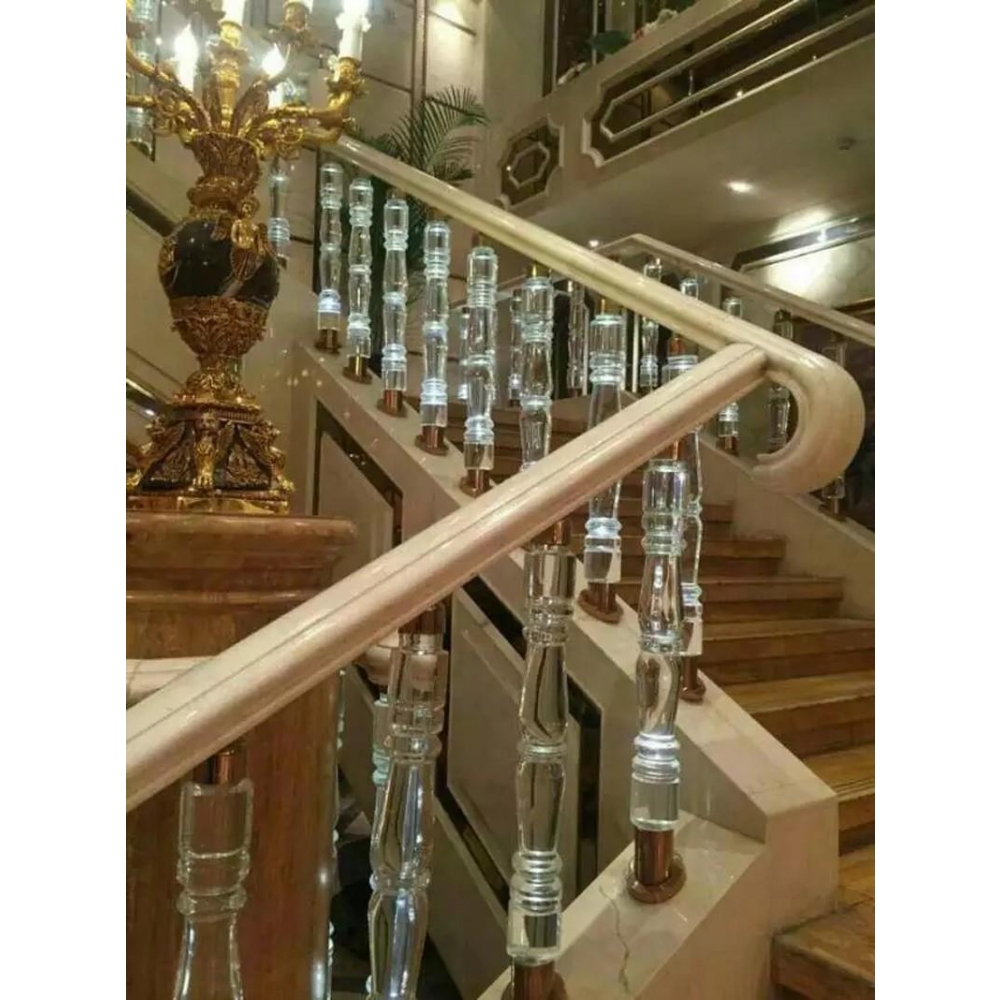 Hotel Decorative Crystal Glass Stair Baluster Pillars