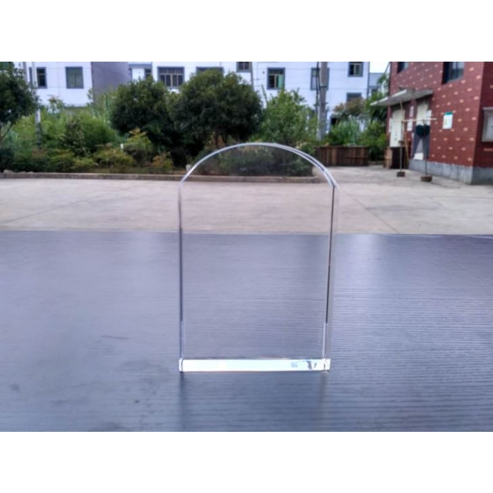 arch shaped engraved crystal plaque memorial gifts